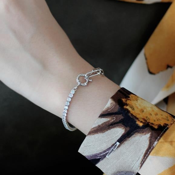 18K gold vermeil tennis paper clip bracelet handmade by SOIL Jewelry