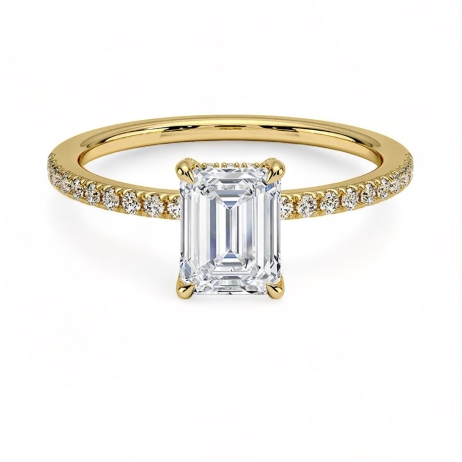 Solid gold emerald diamond ring handcrafted by SOIL Jewelry