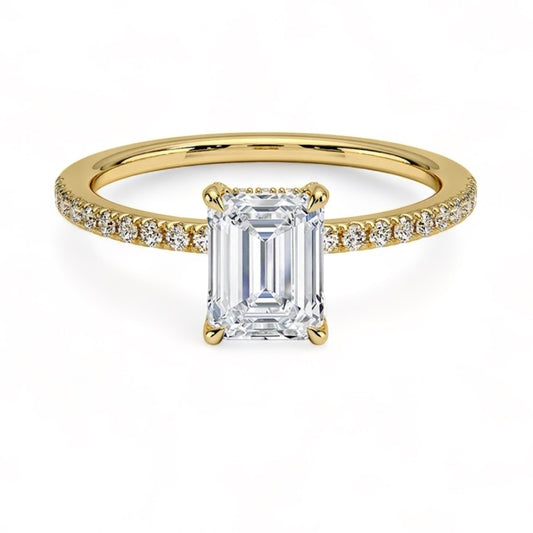 Solid gold emerald diamond ring handcrafted by SOIL Jewelry