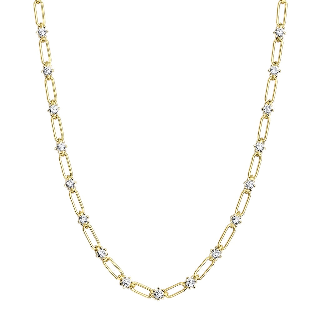 18K gold vermeil gem link necklace handmade by SOIL Jewelry