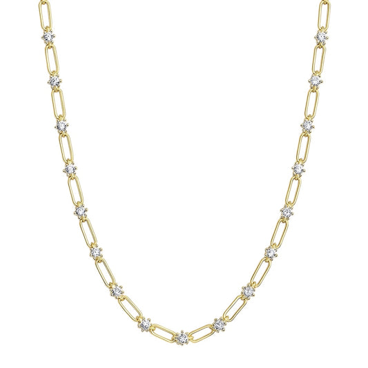 18K gold vermeil gem link necklace handmade by SOIL Jewelry