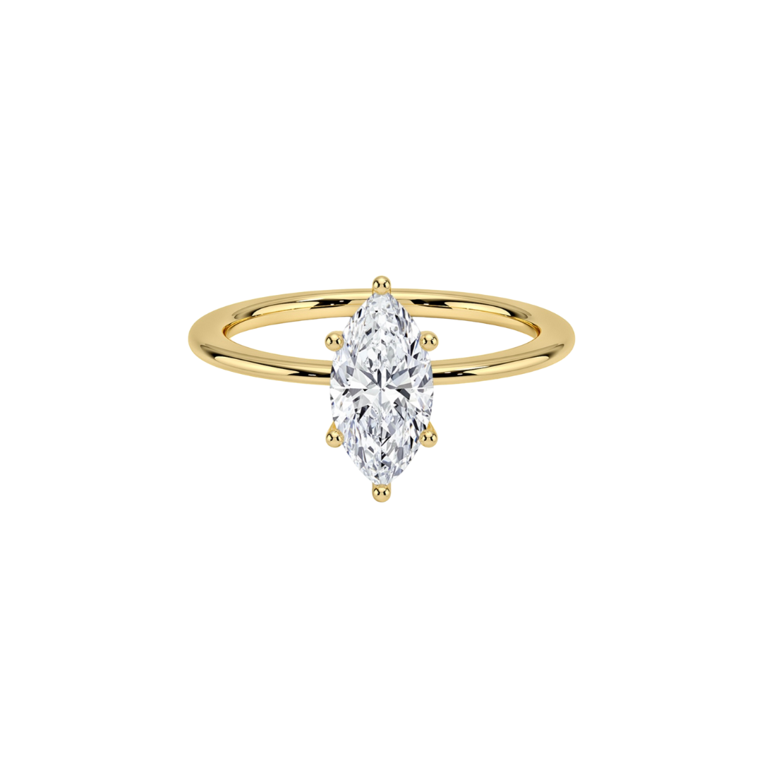 Solid gold marquise diamond ring handcrafted by SOIL Jewelry
