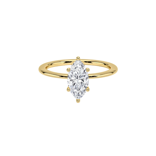 Solid gold marquise diamond ring handcrafted by SOIL Jewelry