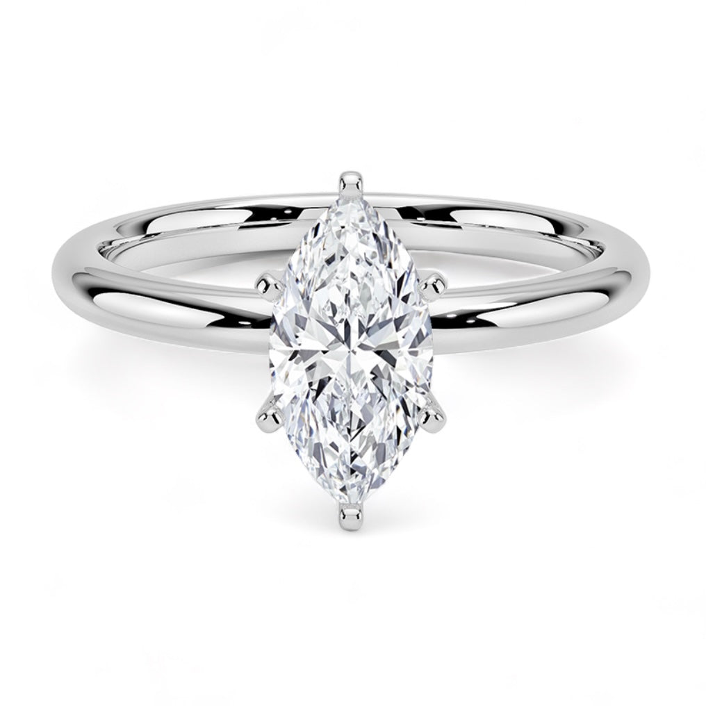 Solid gold marquise diamond ring handcrafted by SOIL Jewelry