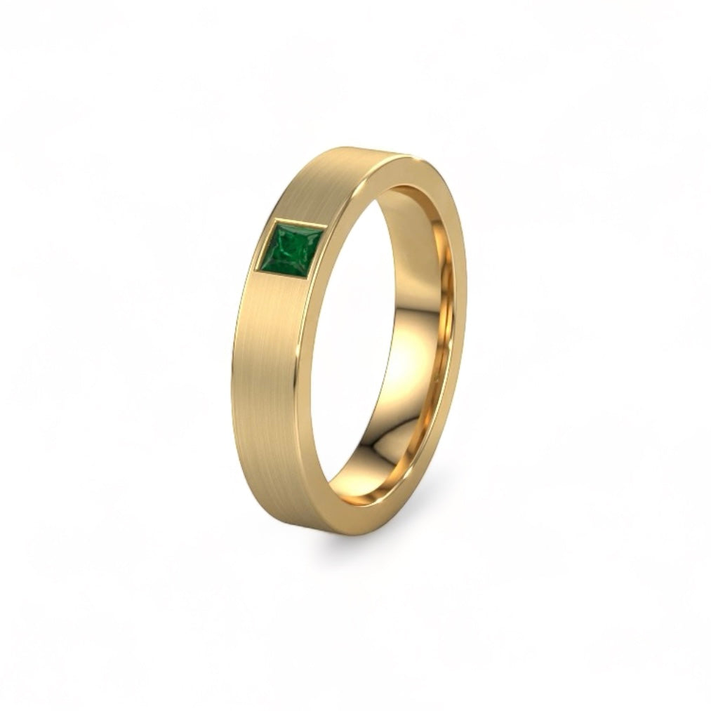 Brushed Men's Wedding Solid Gold Band handcrafted by SOIL Jewelry.
