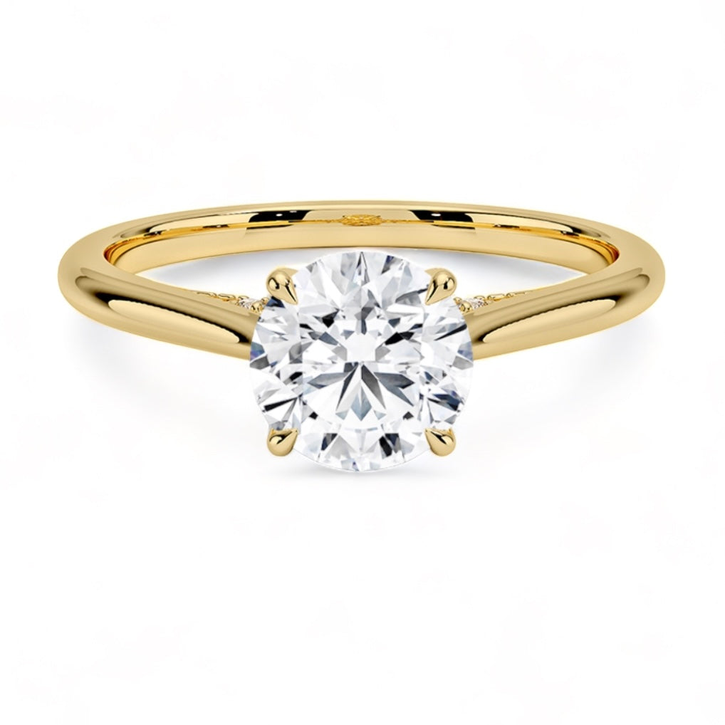 Solid gold round diamond ring handcrafted by SOIL Jewelry