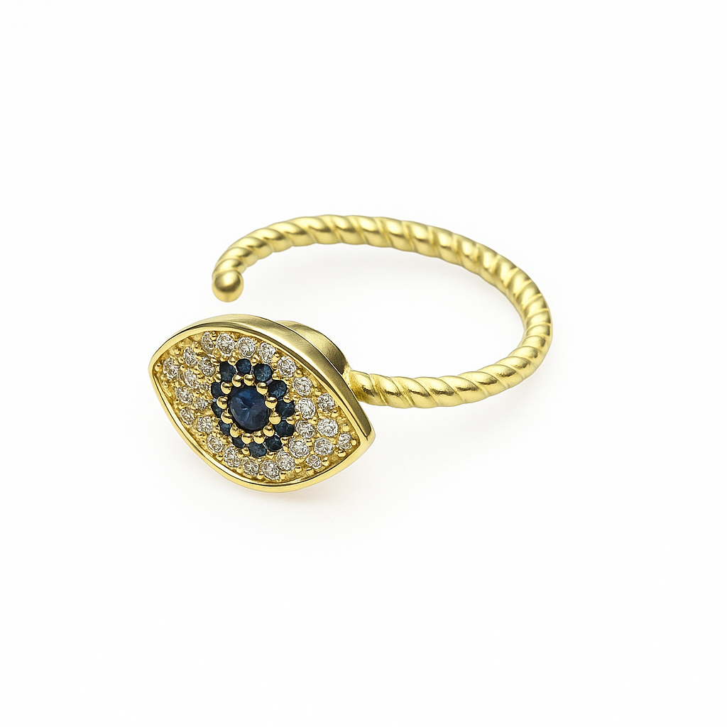 18K gold vermeil evil eye vortex ring handmade by SOIL Jewelry