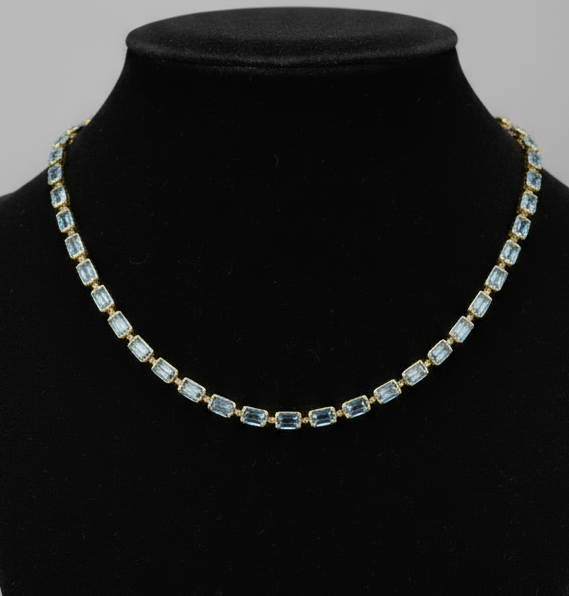 Solid gold topaz station necklace handcrafted by SOIL Jewelry