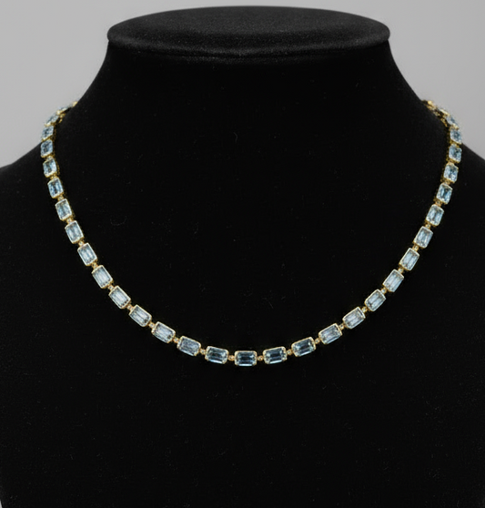 Solid gold topaz station necklace handcrafted by SOIL Jewelry