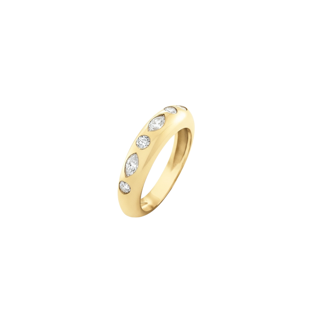 Solid gold diamond mixed band handcrafted by SOIL Jewelry.