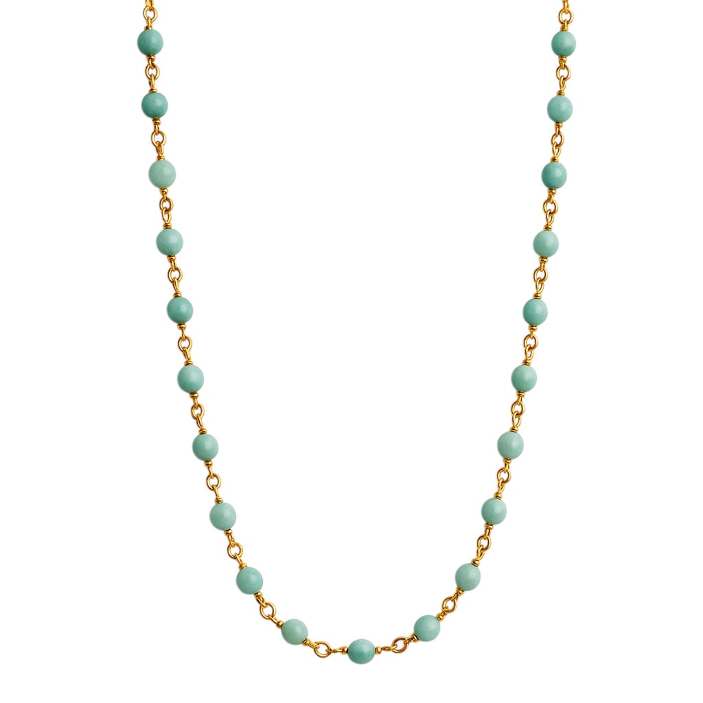 18K gold vermeil blue green agate station necklace handmade by SOIL Jewelry
