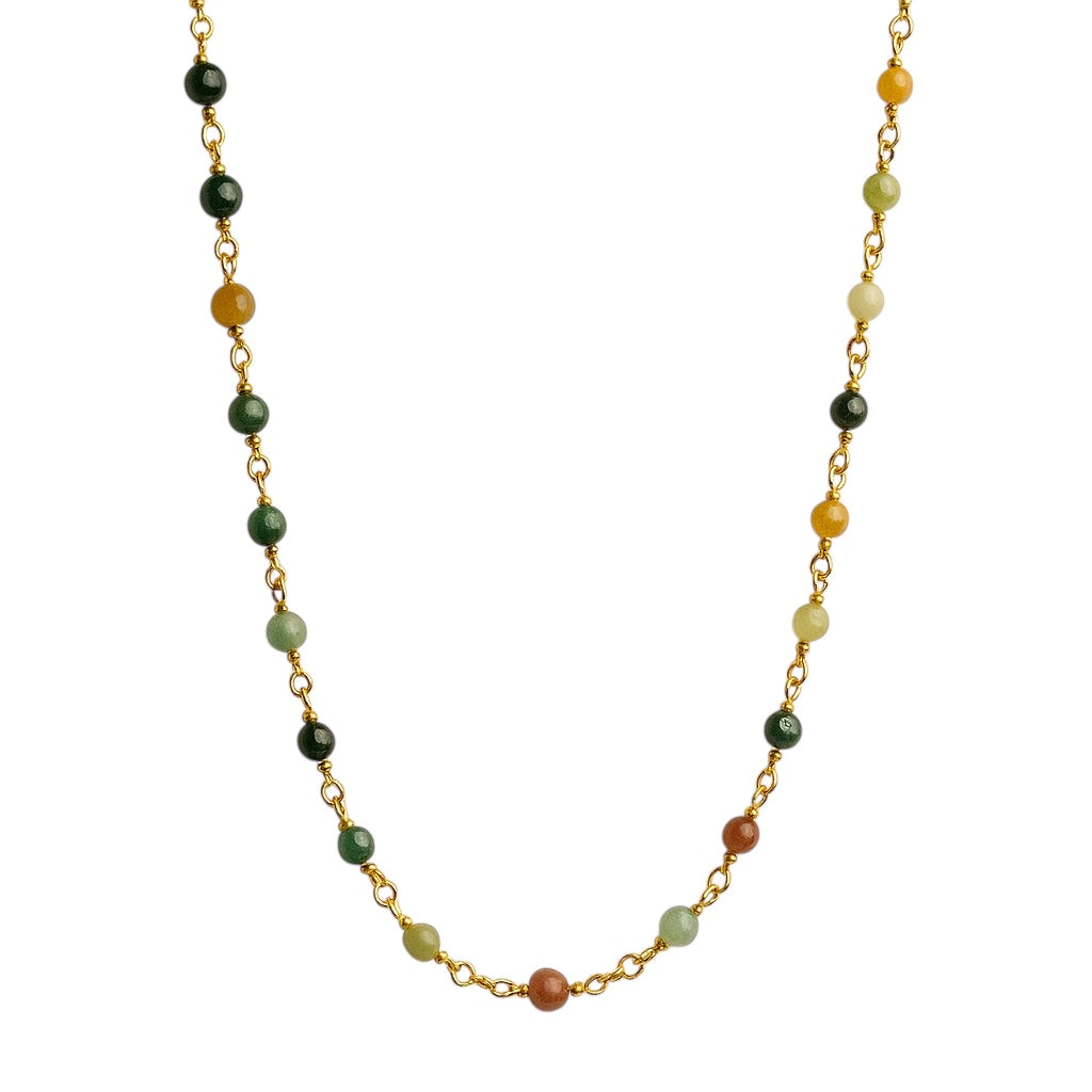 18K gold vermeil multi-coloured agate station necklace handmade by SOIL Jewelry