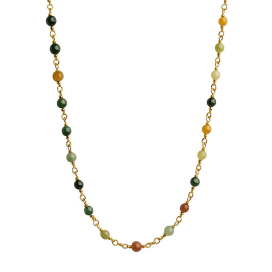 18K gold vermeil multi-coloured agate station necklace handmade by SOIL Jewelry