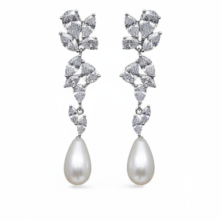 Solid gold diamond pearl earrings handcrafted by SOIL Jewelry