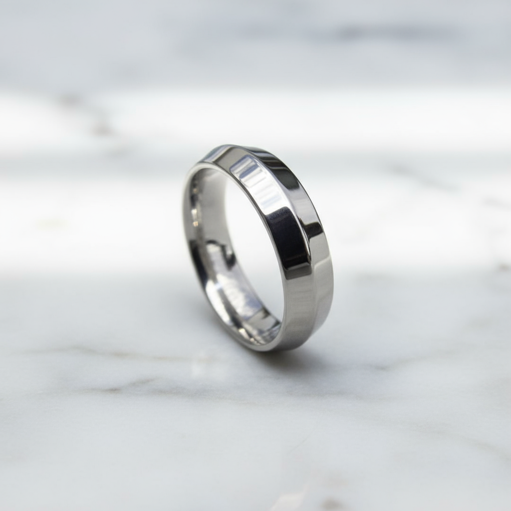 Solid Gold and Platinum Men's Wedding Knife Edge Band handcrafted by SOIL Jewelry