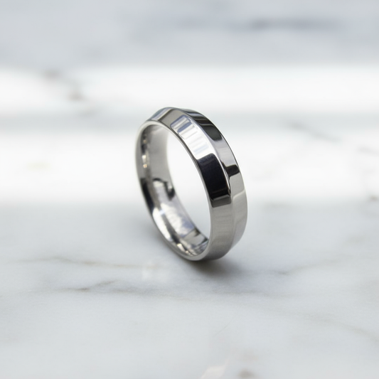 Solid Gold and Platinum Men's Wedding Knife Edge Band handcrafted by SOIL Jewelry