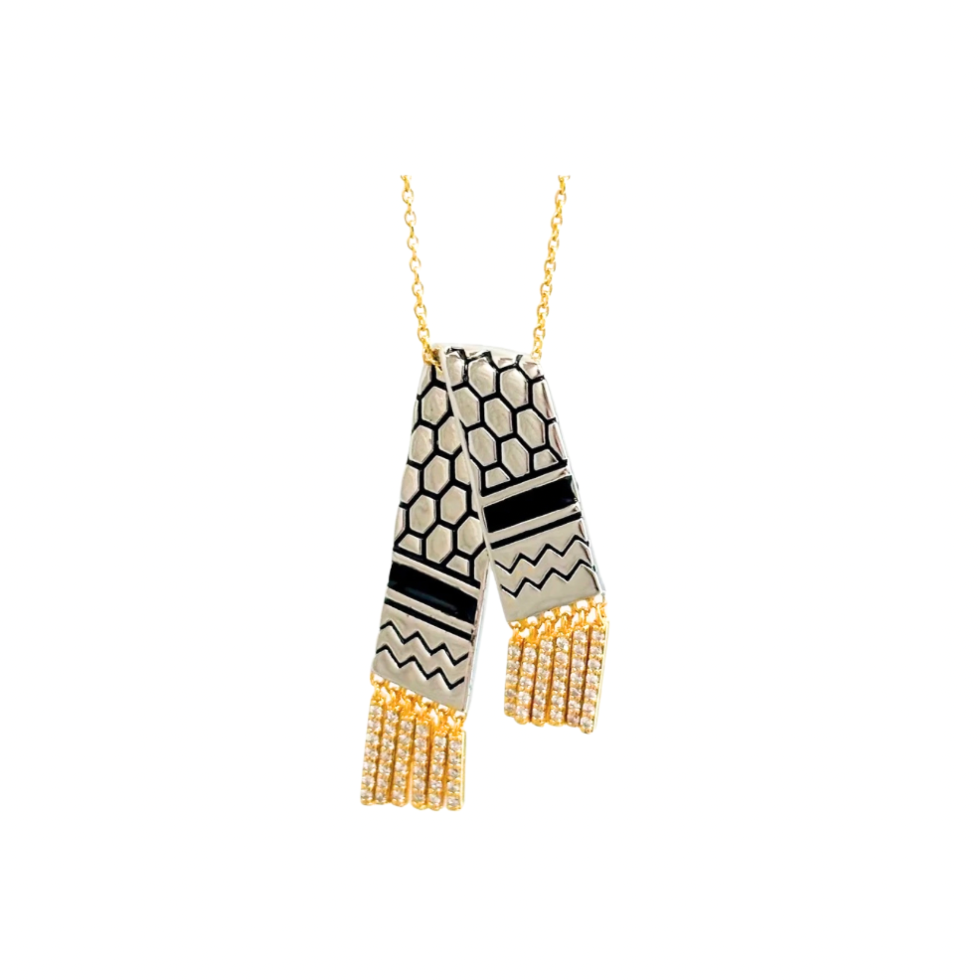 18K gold vermeil keffiyeh necklace handmade by SOIL Jewelry
