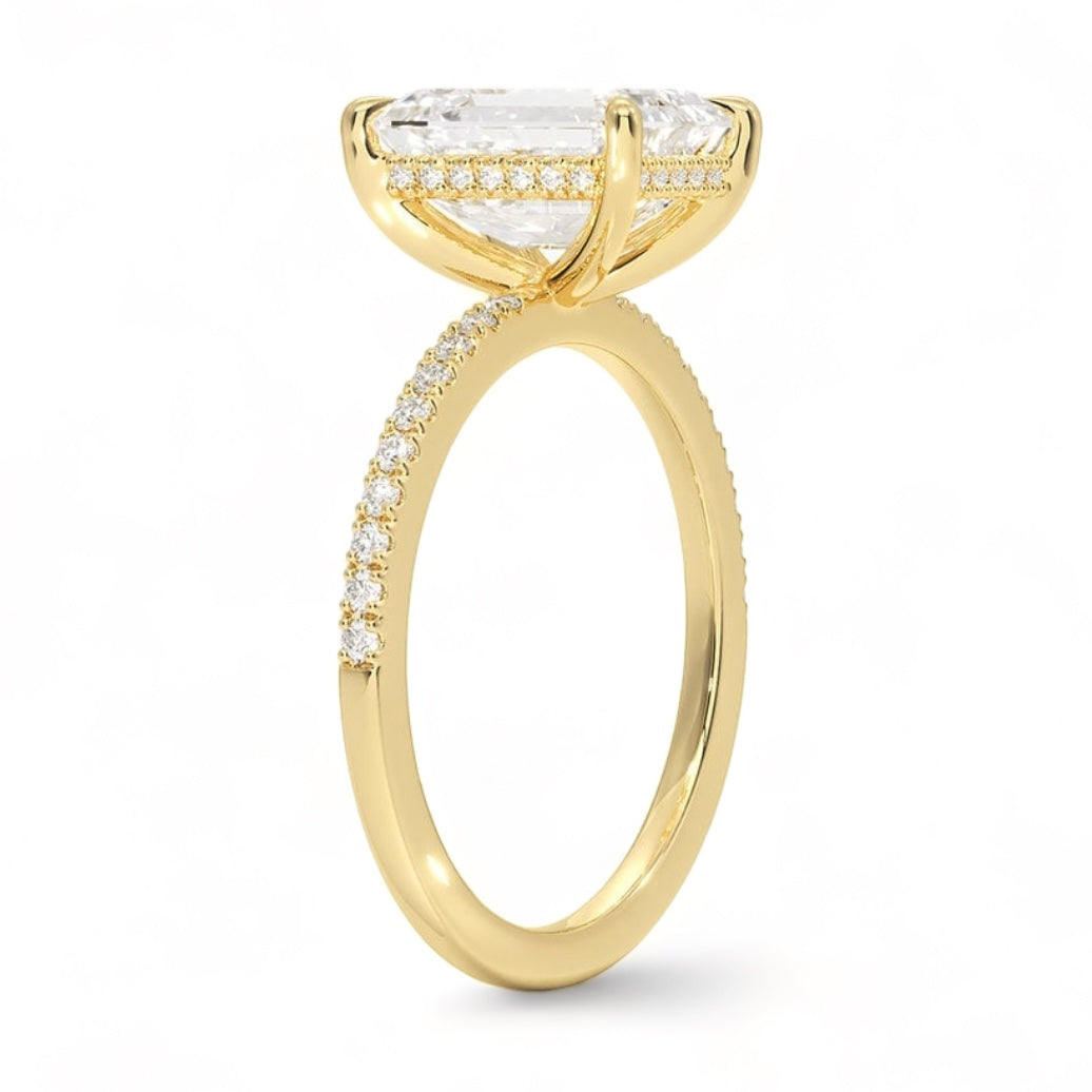 Solid gold emerald diamond ring handcrafted by SOIL Jewelry