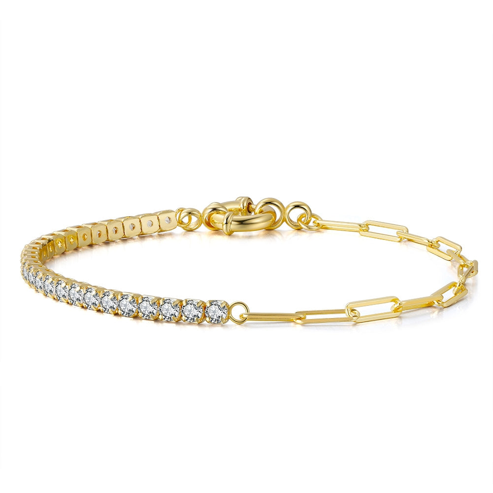 18K gold vermeil tennis paper clip bracelet handmade by SOIL Jewelry
