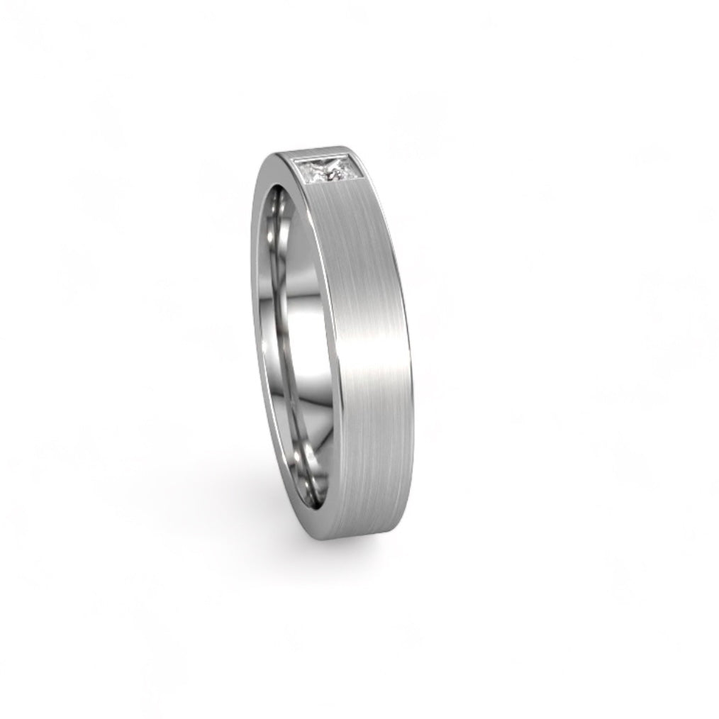 Brushed Men's Wedding Solid Gold Band handcrafted by SOIL Jewelry.