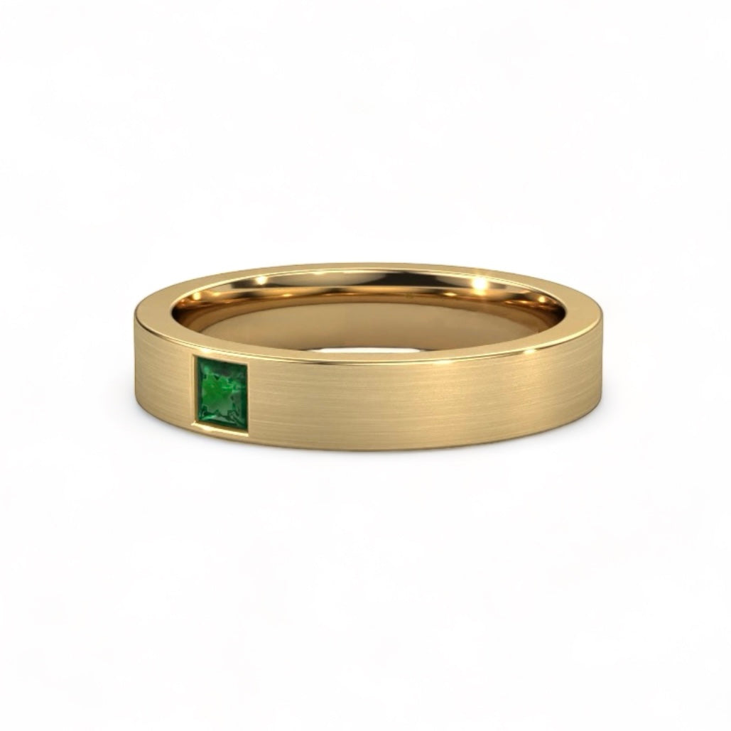Brushed Men's Wedding Solid Gold Band handcrafted by SOIL Jewelry.