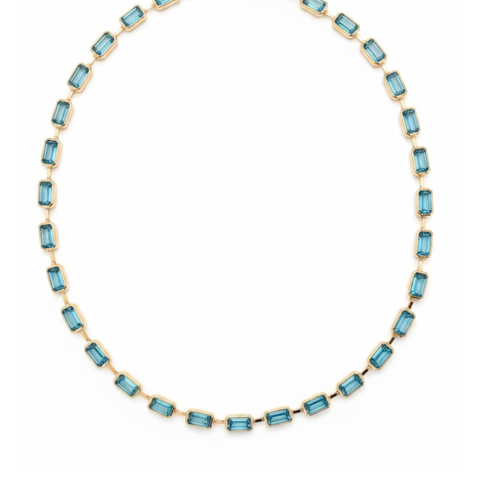 Solid gold topaz station necklace handcrafted by SOIL Jewelry