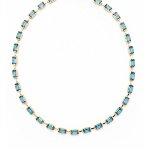 Solid gold topaz station necklace handcrafted by SOIL Jewelry